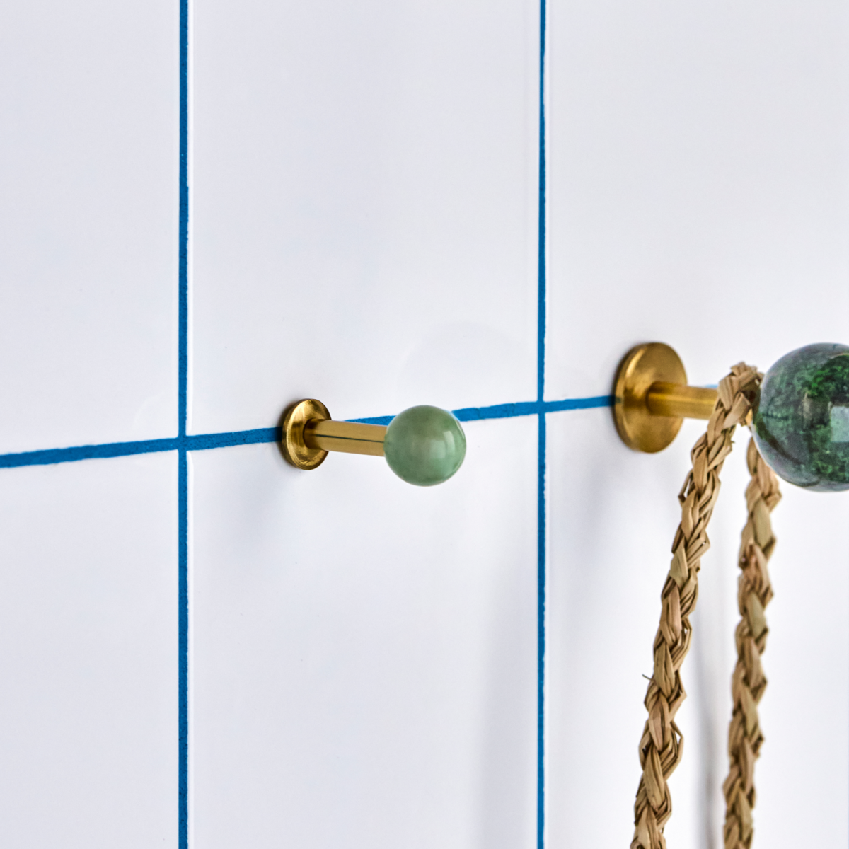ball hooks pink & brass (set of 2)