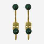 ball hooks green & brass (set of 2)