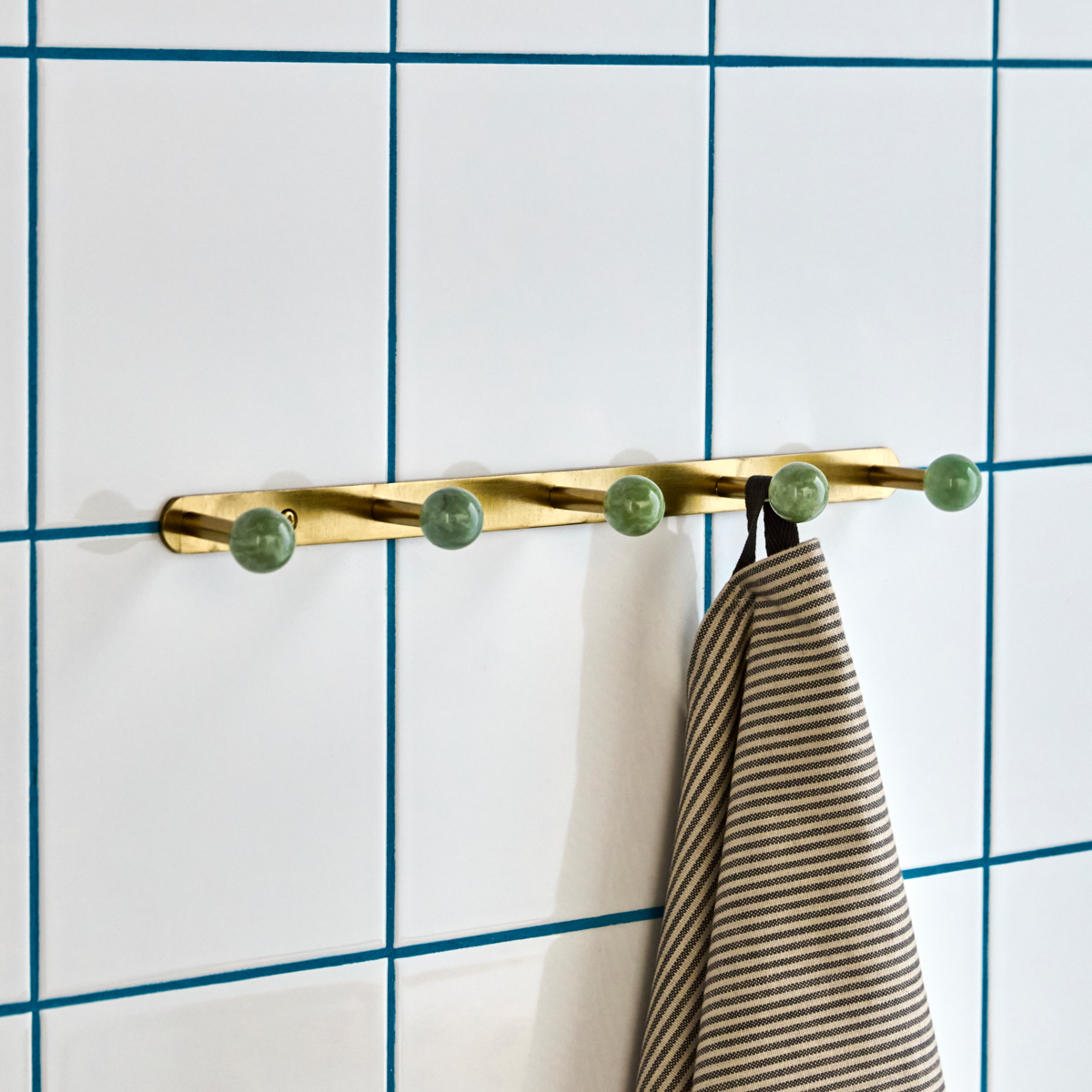 ball hook rail aqua & brass