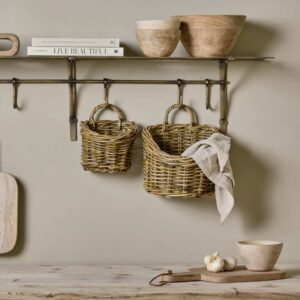 antique brass storage shelf