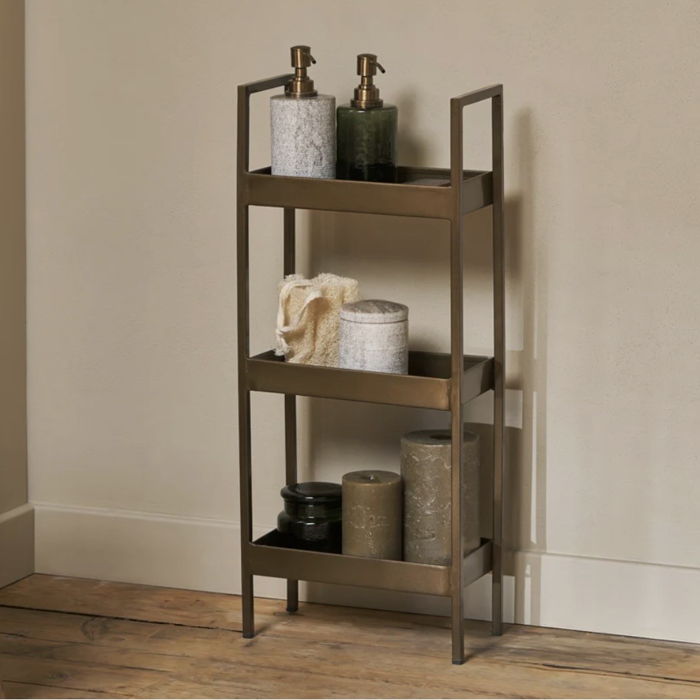 bathroom storage caddy antique brass