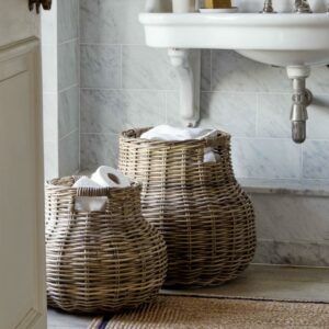 round rattan storage baskets set of 2