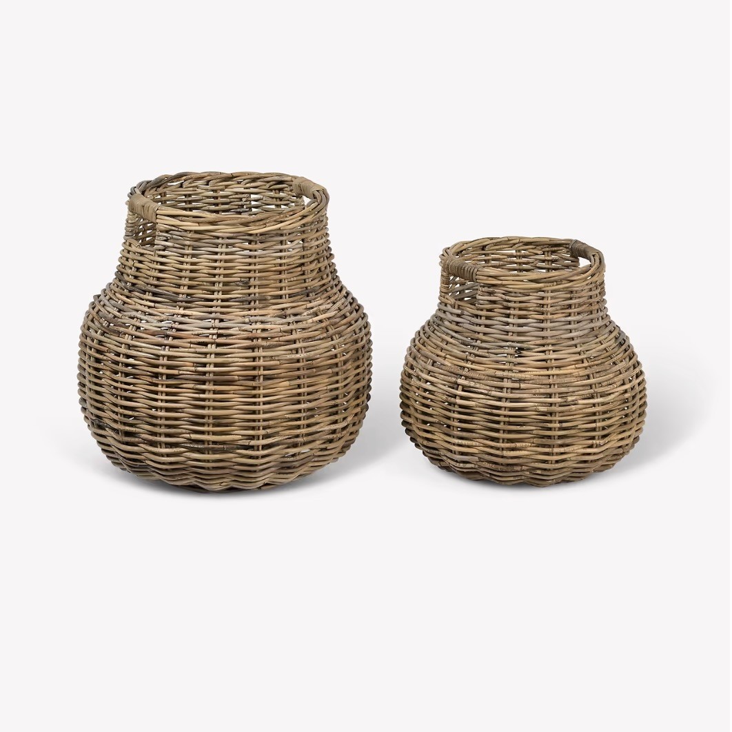 round rattan storage baskets set of 2