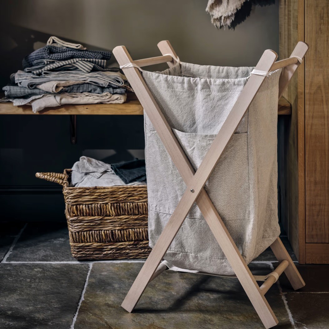 beech wood folding laundry basket