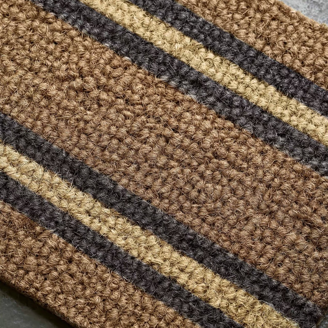 antique brown stripe doormat small
