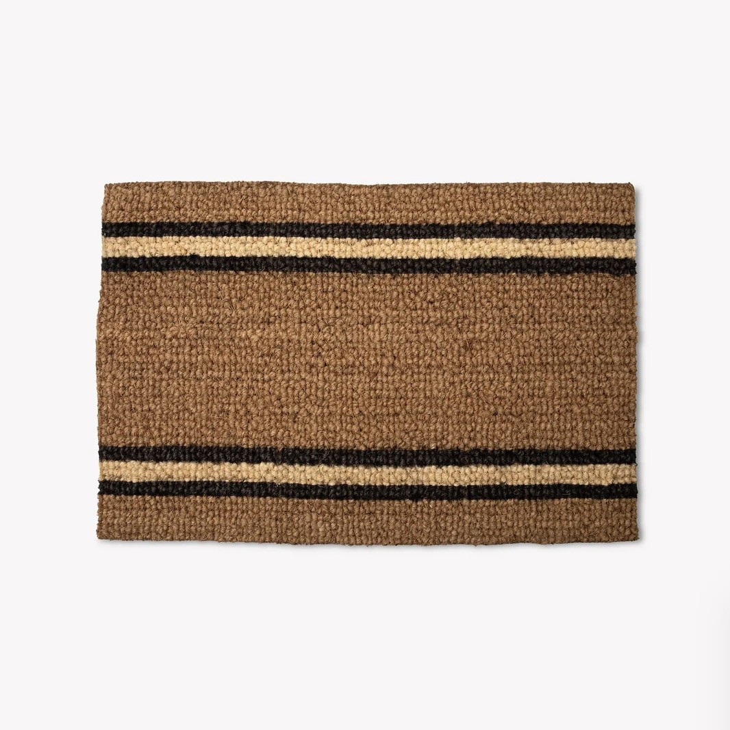 antique brown stripe doormat large