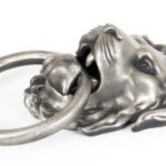 antique pewter lion head door knocker