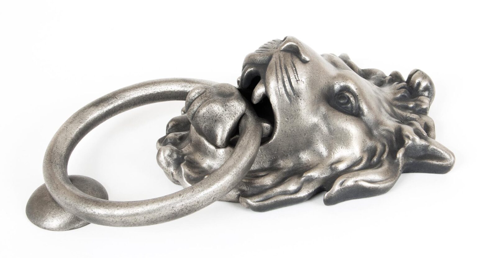 antique pewter lion head door knocker