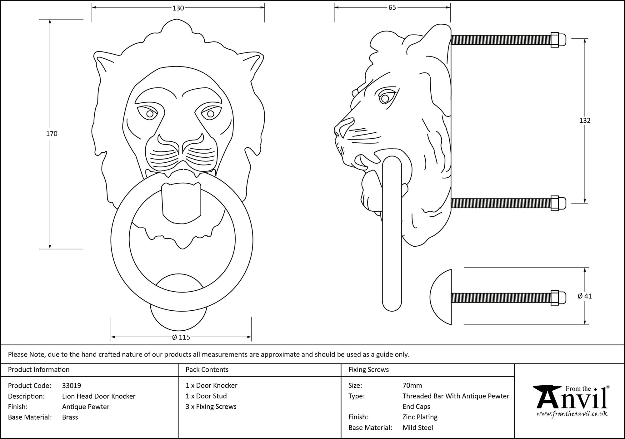 antique pewter lion head door knocker