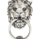 antique pewter lion head door knocker