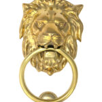 polished brass lion head door knocker