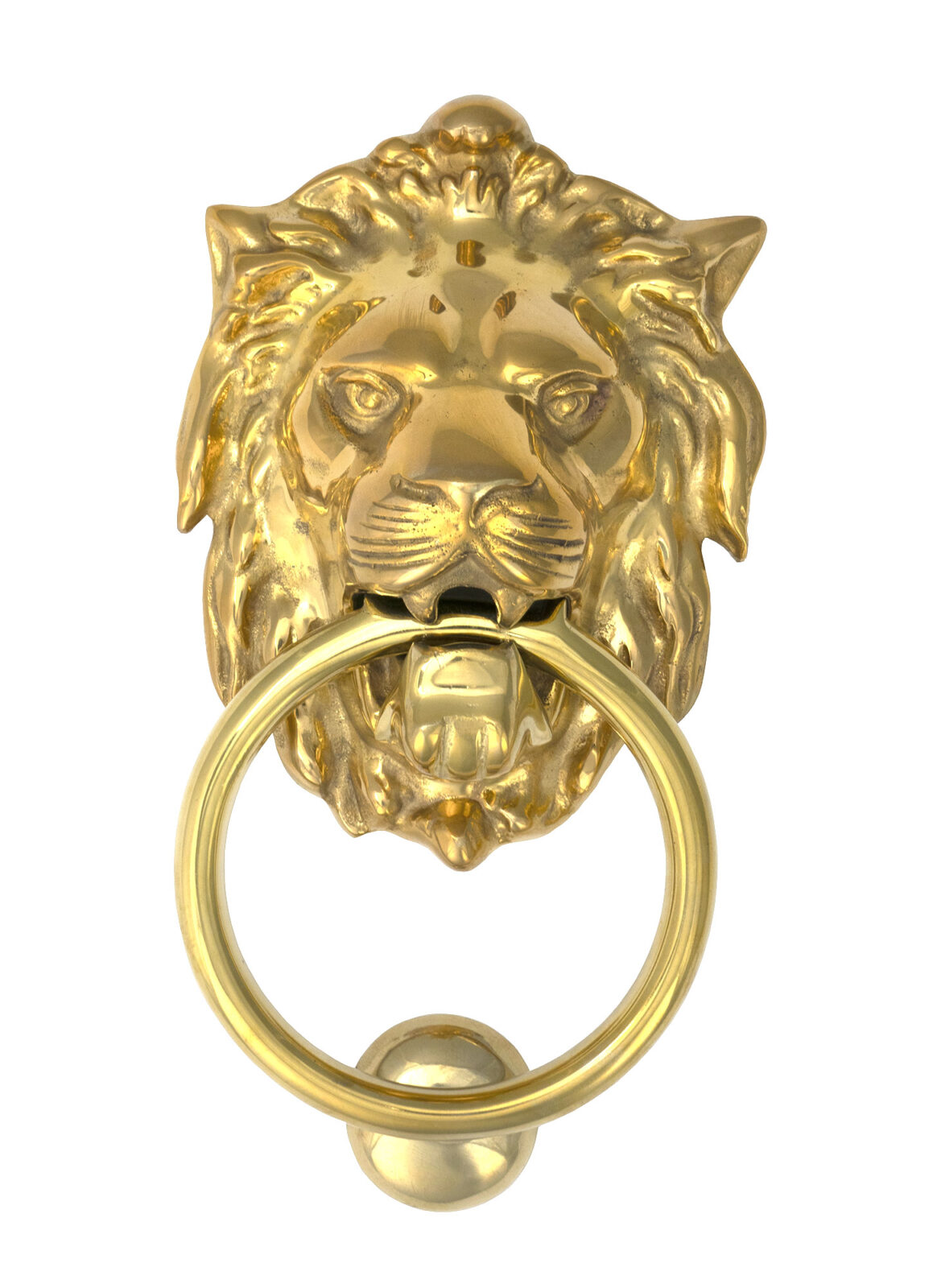 polished brass lion head door knocker