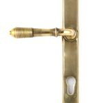 aged brass reeded slimline lever espag. lock set