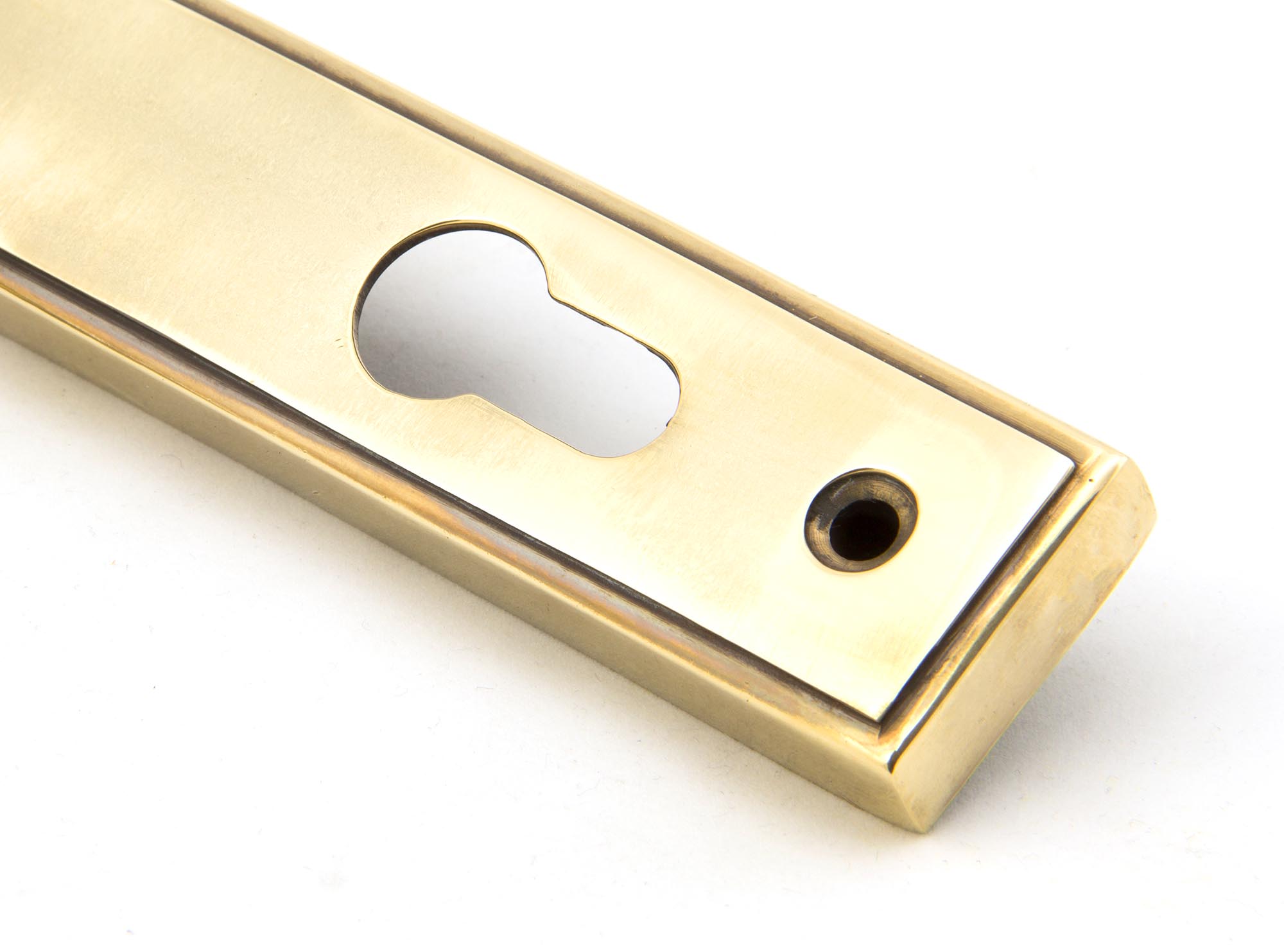 aged brass reeded slimline lever espag. lock set