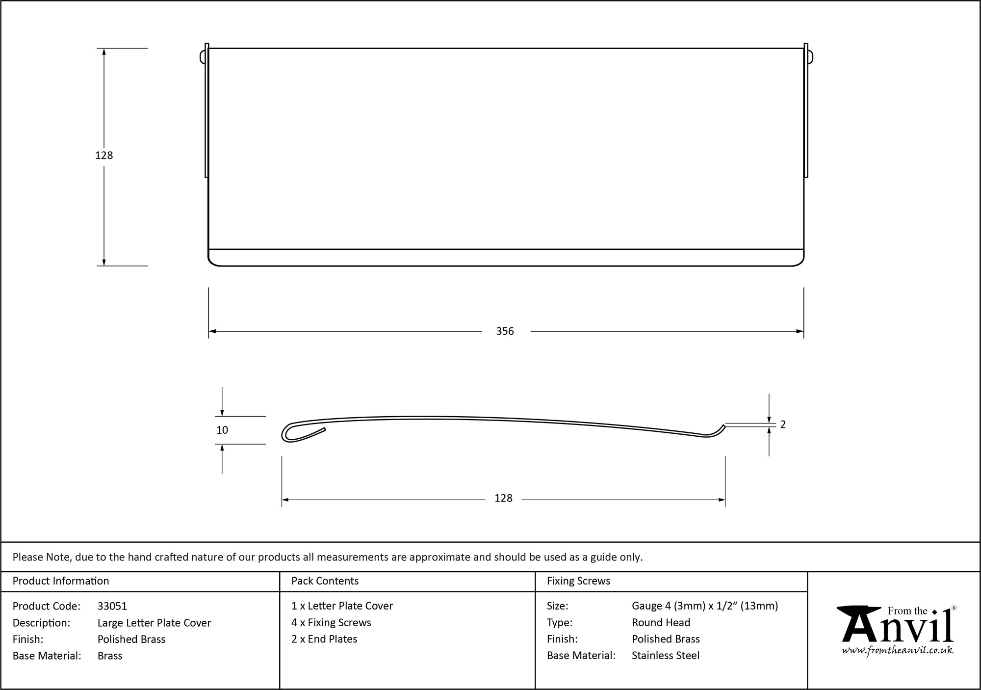 polished brass large letter plate cover