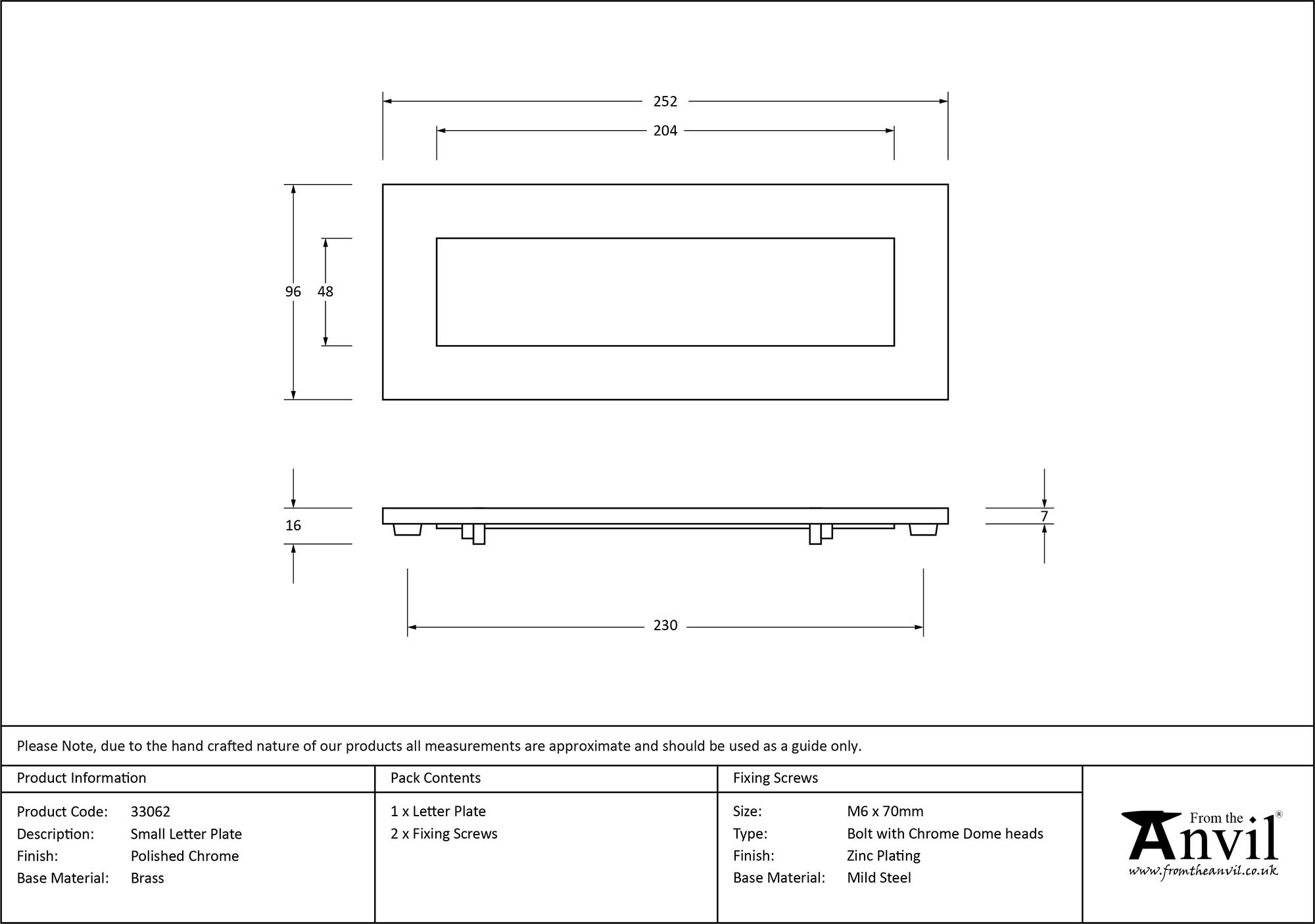 polished chrome small letter plate