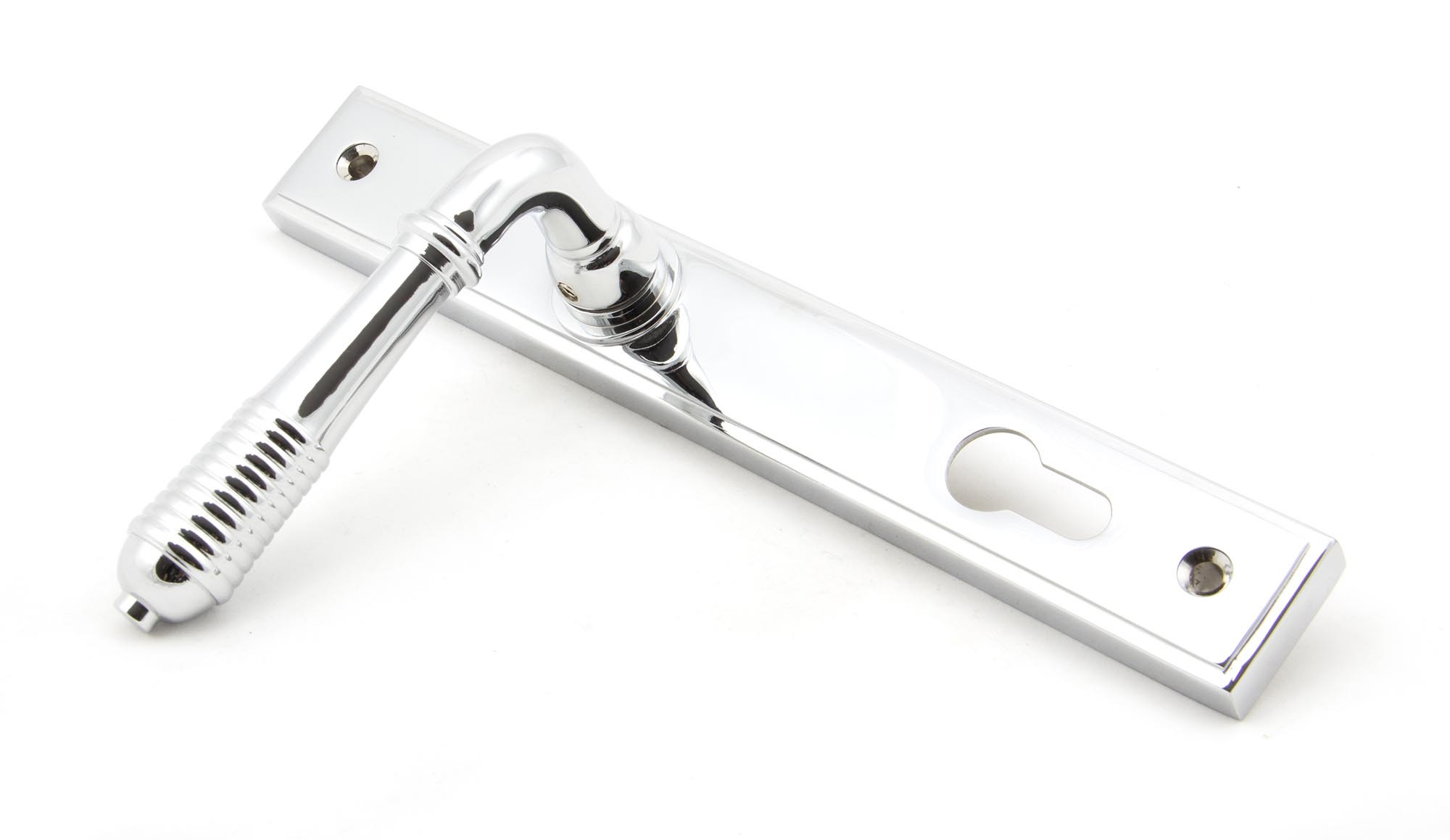polished chrome reeded slimline lever espag. lock set