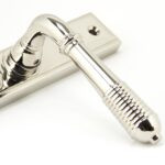polished nickel reeded slimline lever espag. lock set