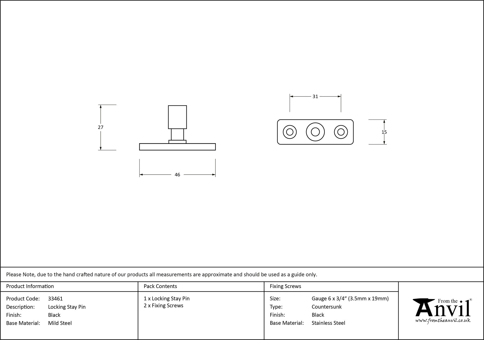 black locking stay pin