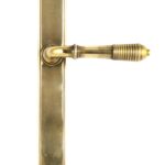 aged brass reeded slimline lever latch set