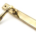 aged brass reeded slimline lever latch set
