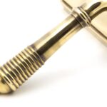 aged brass reeded slimline lever latch set