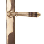 polished bronze reeded slimline lever latch set