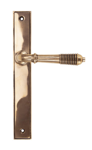 polished bronze reeded slimline lever latch set