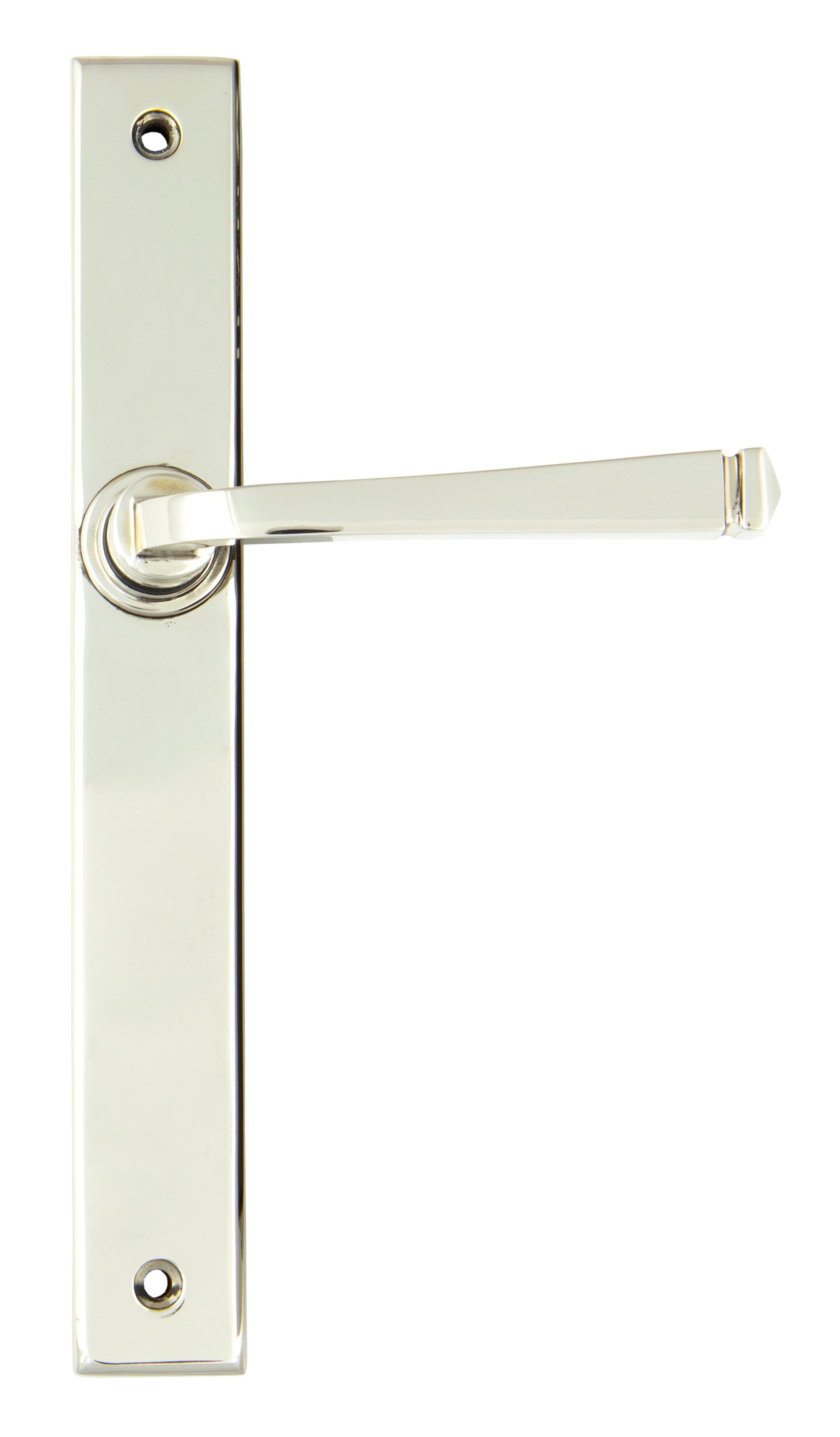 polished nickel avon slimline lever latch set