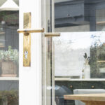 aged brass brompton slimline lever espag. lock set