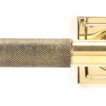 aged brass brompton lever on rose set (square)