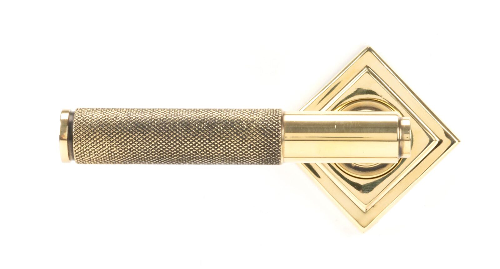 aged brass brompton lever on rose set (square)