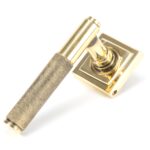 aged brass brompton lever on rose set (square)
