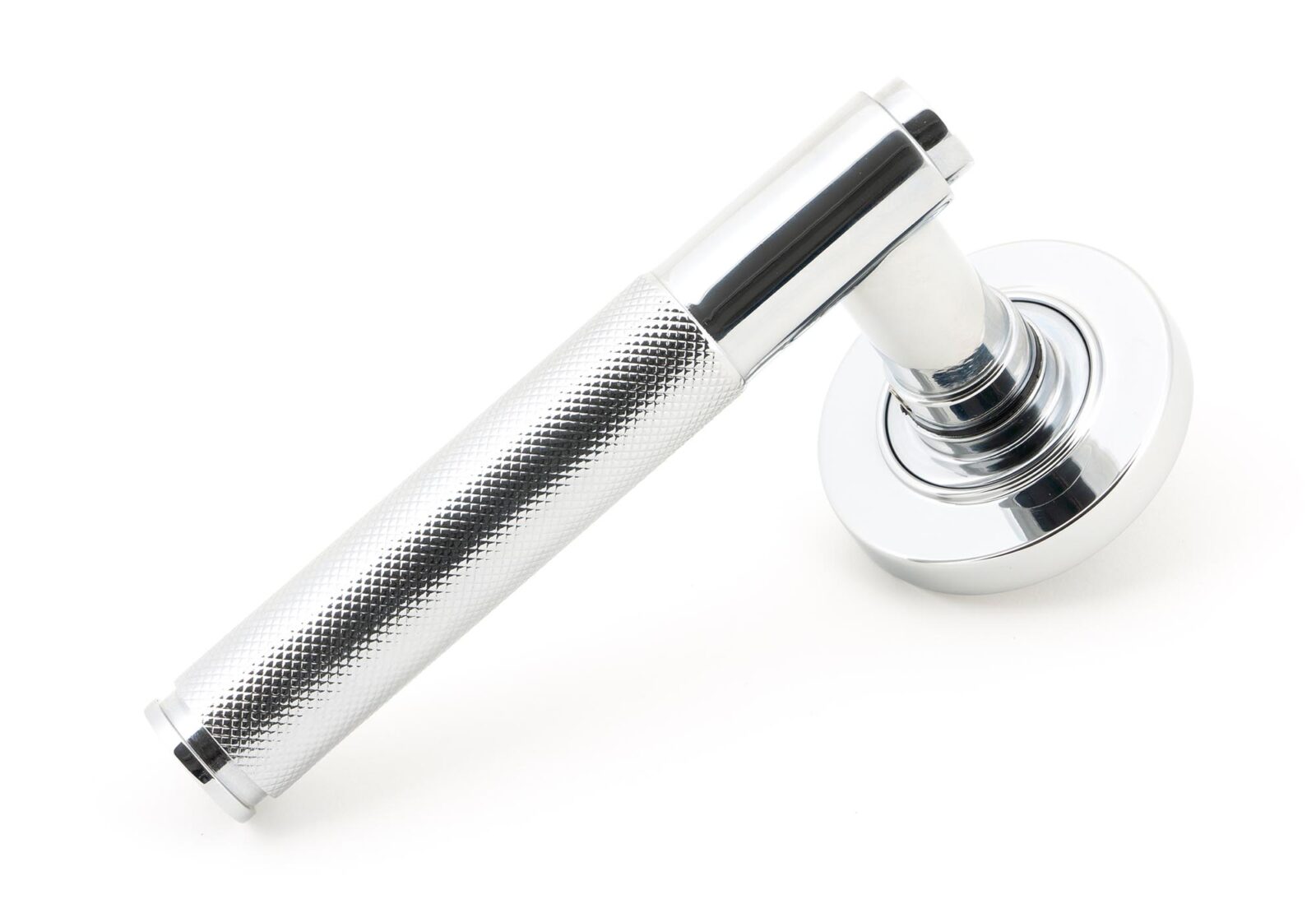 polished chrome brompton lever on rose set (plain)