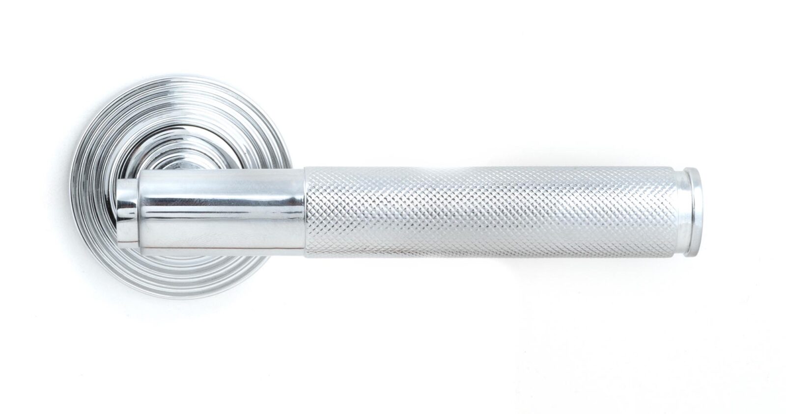 polished chrome brompton lever on rose set (beehive)