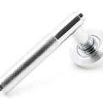 polished chrome brompton lever on rose set (beehive)