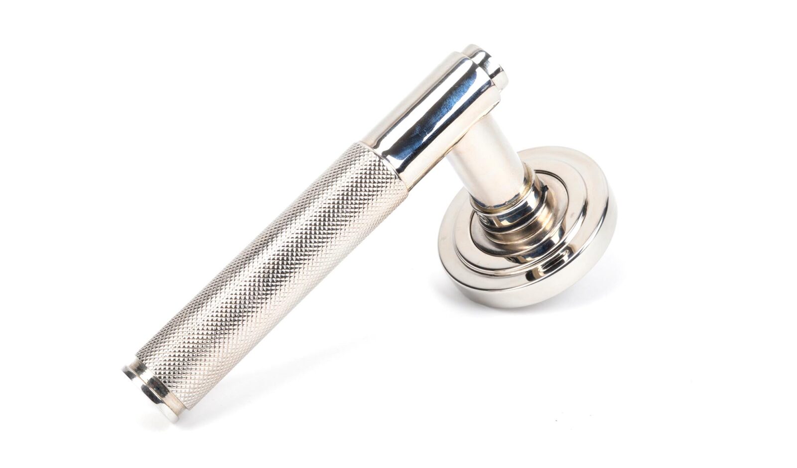 polished nickel brompton lever on rose set (art deco)