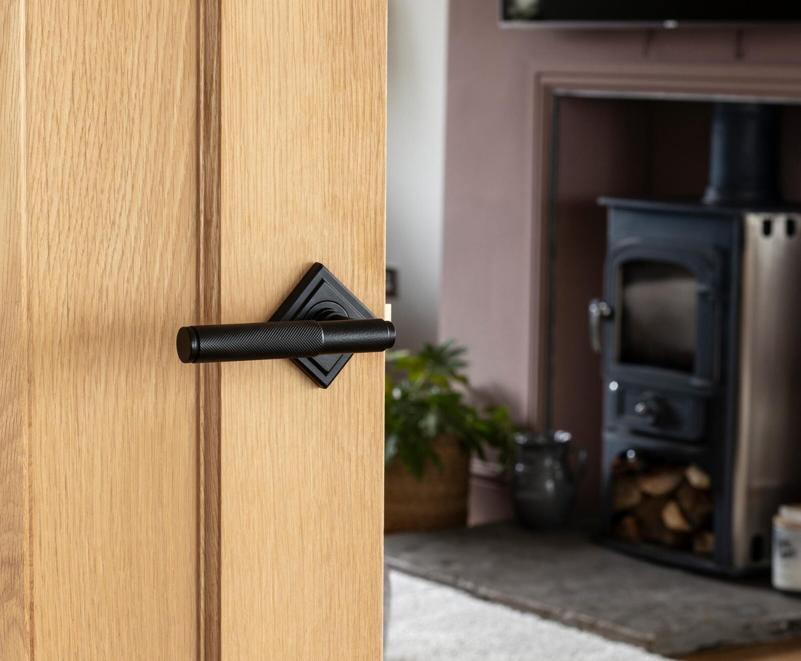 matt black brompton lever on rose set (square)