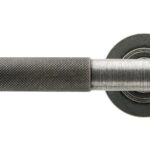 pewter brompton lever on rose set (plain)