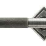 pewter brompton lever on rose set (square)