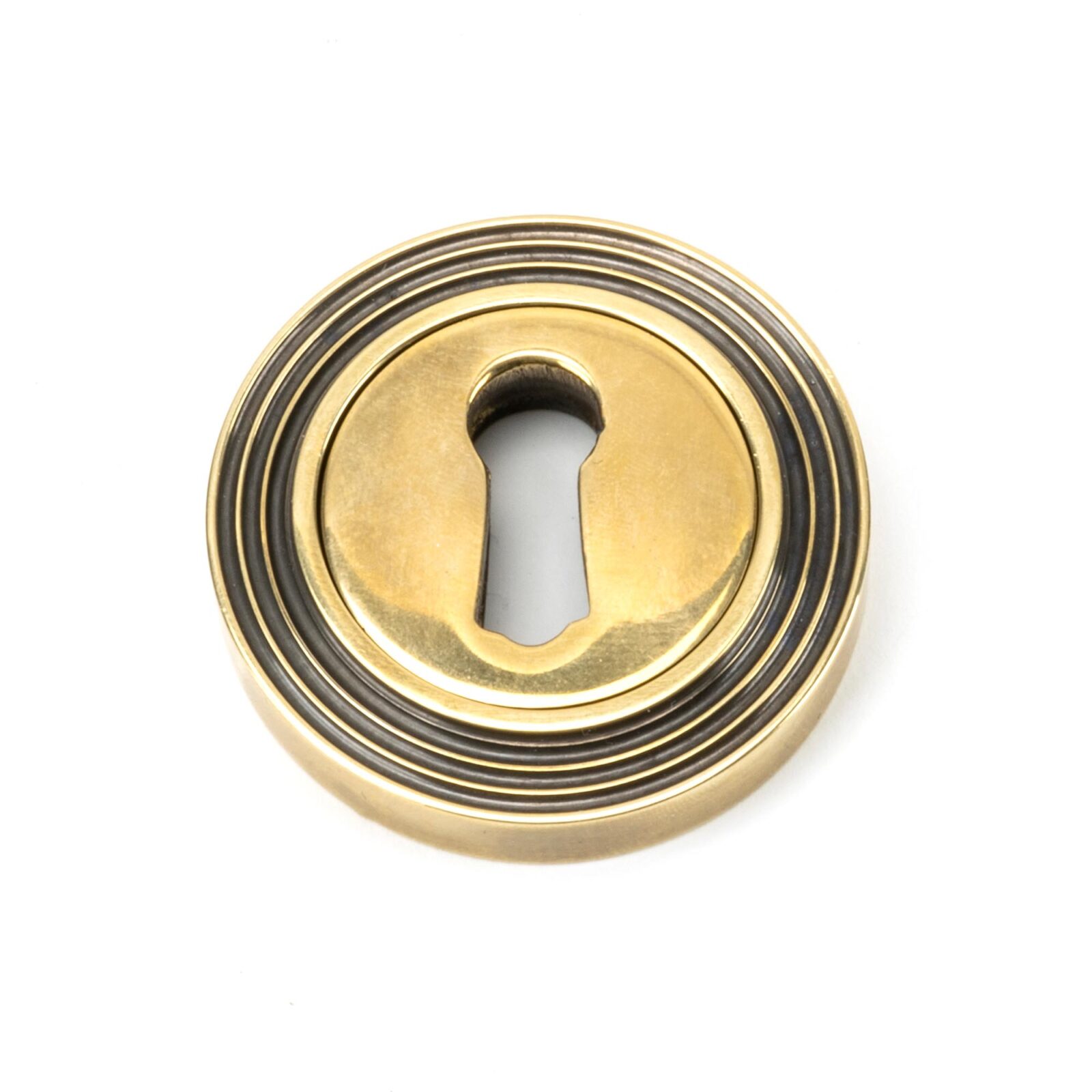 aged brass round escutcheon (beehive)