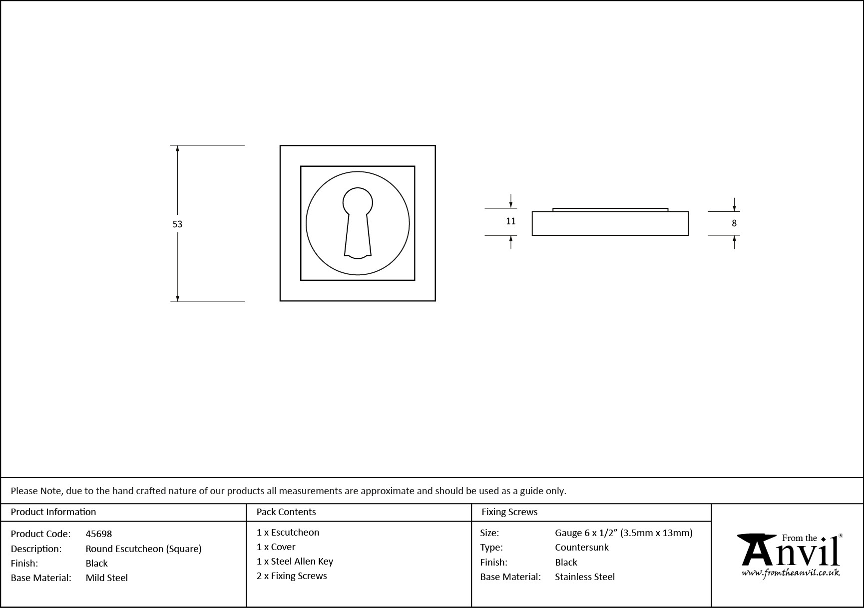 black round escutcheon (square)