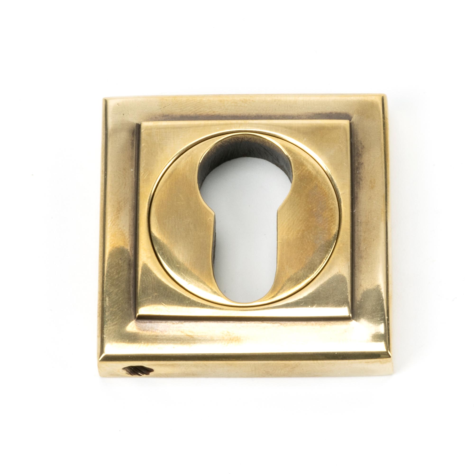 aged brass round euro escutcheon (square)