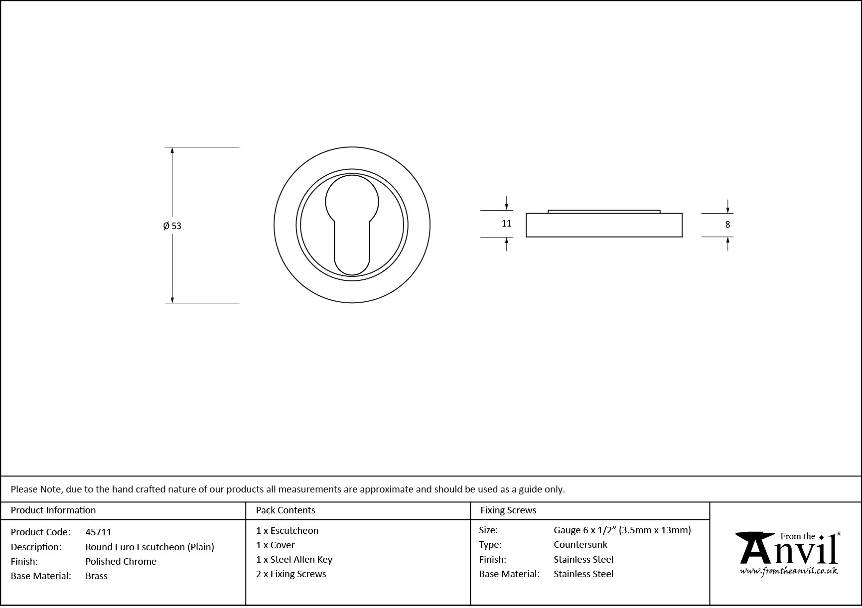 polished chrome round euro escutcheon (plain)