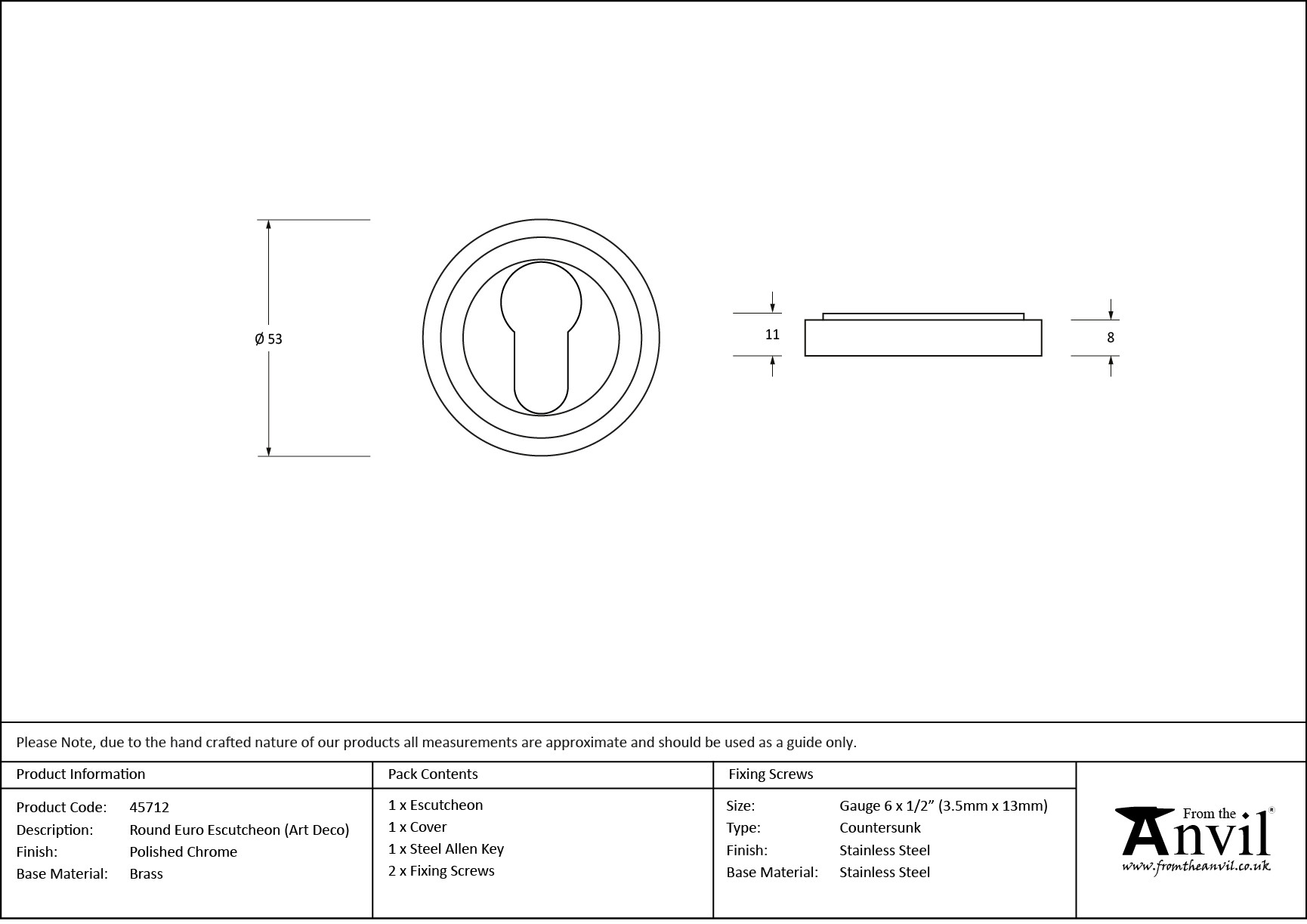 polished chrome round euro escutcheon (art deco)