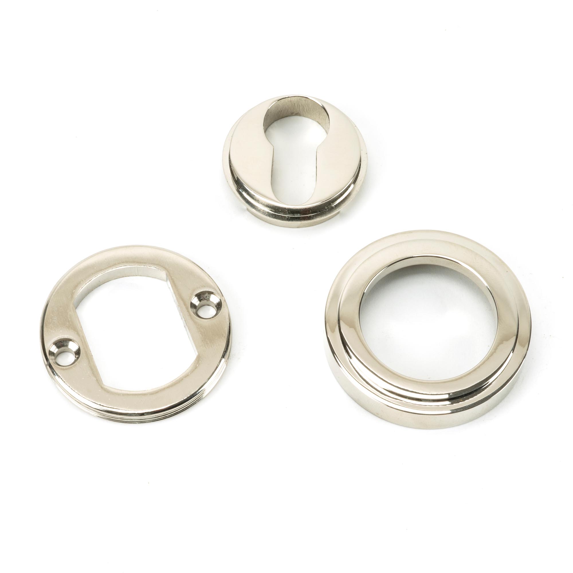 polished nickel round euro escutcheon (art deco)