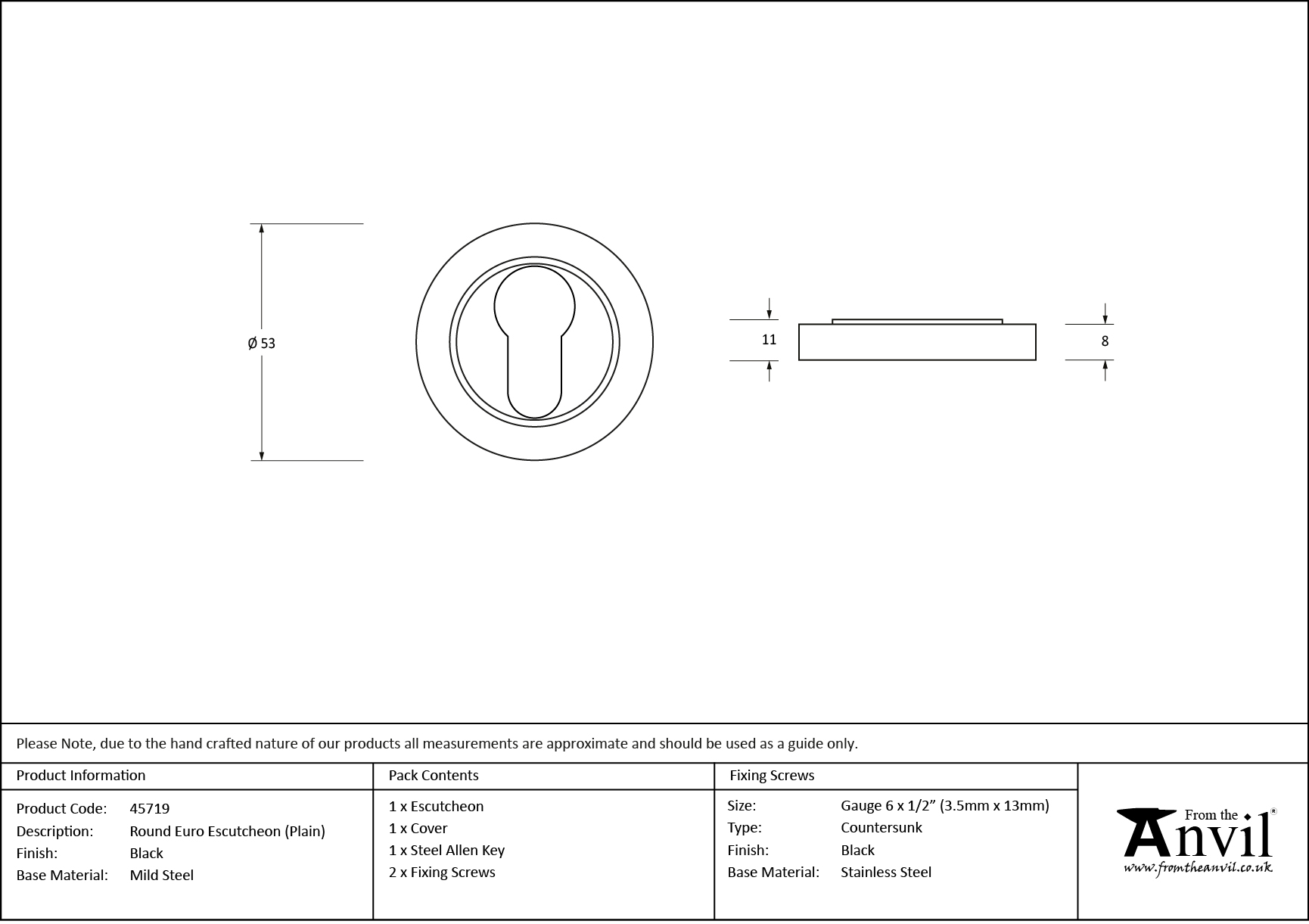 black round euro escutcheon (plain)