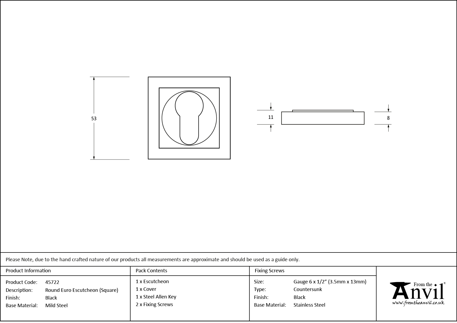 black round euro escutcheon (square)