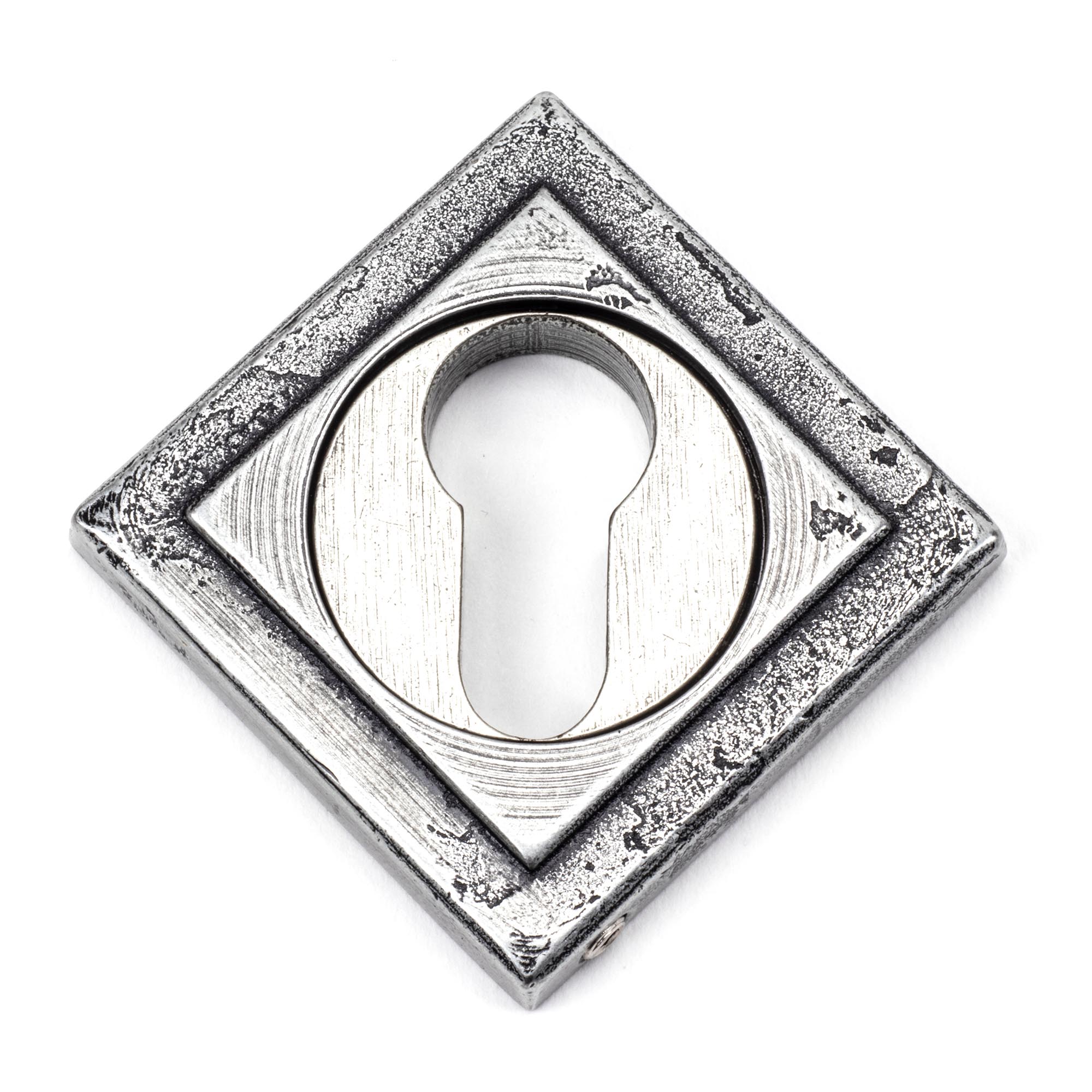 pewter round euro escutcheon (square)