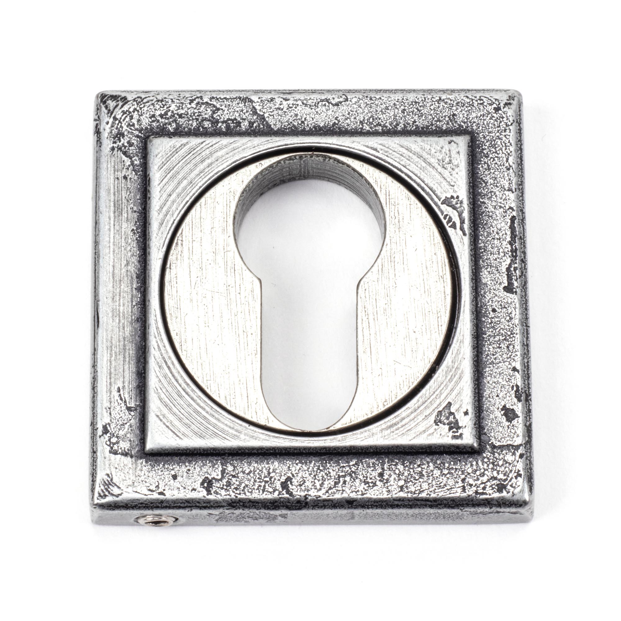 pewter round euro escutcheon (square)